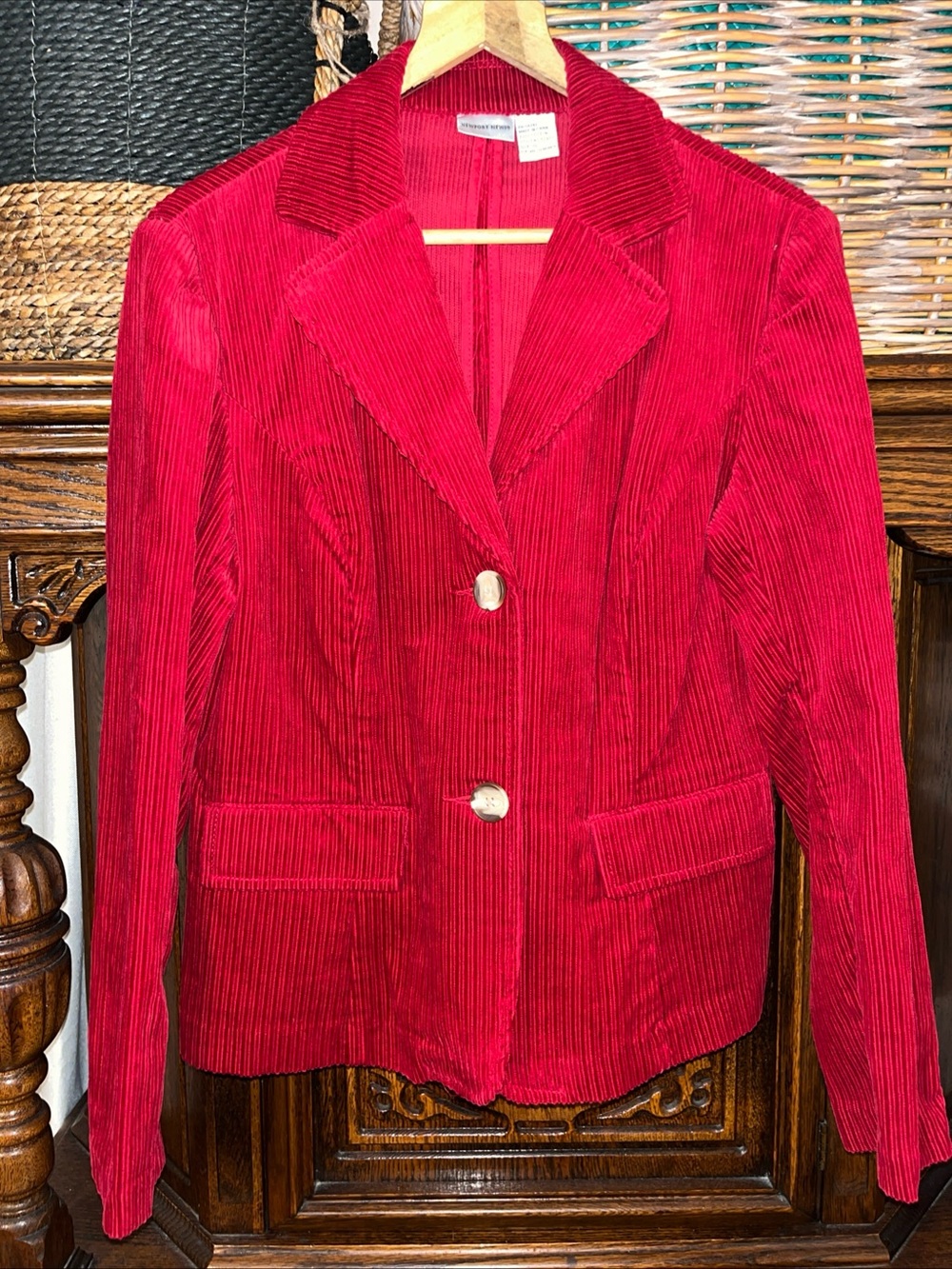 Newport News Red Corduroy Blazer Jacket